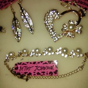 pava' & pearl heart necklace with bracelet& earrings set